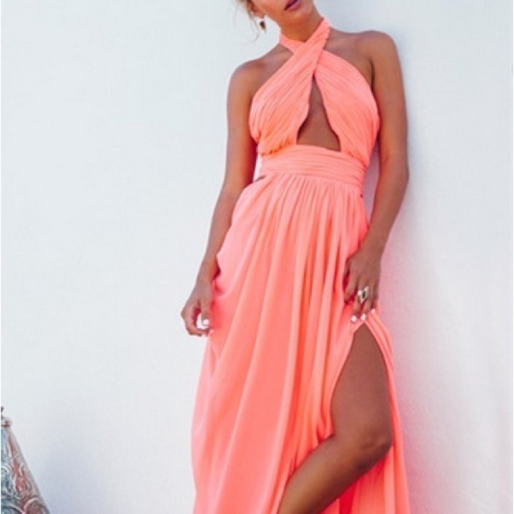 Sabo Skirt Formal Backless Halter Maxi Slit Dress Size Small S